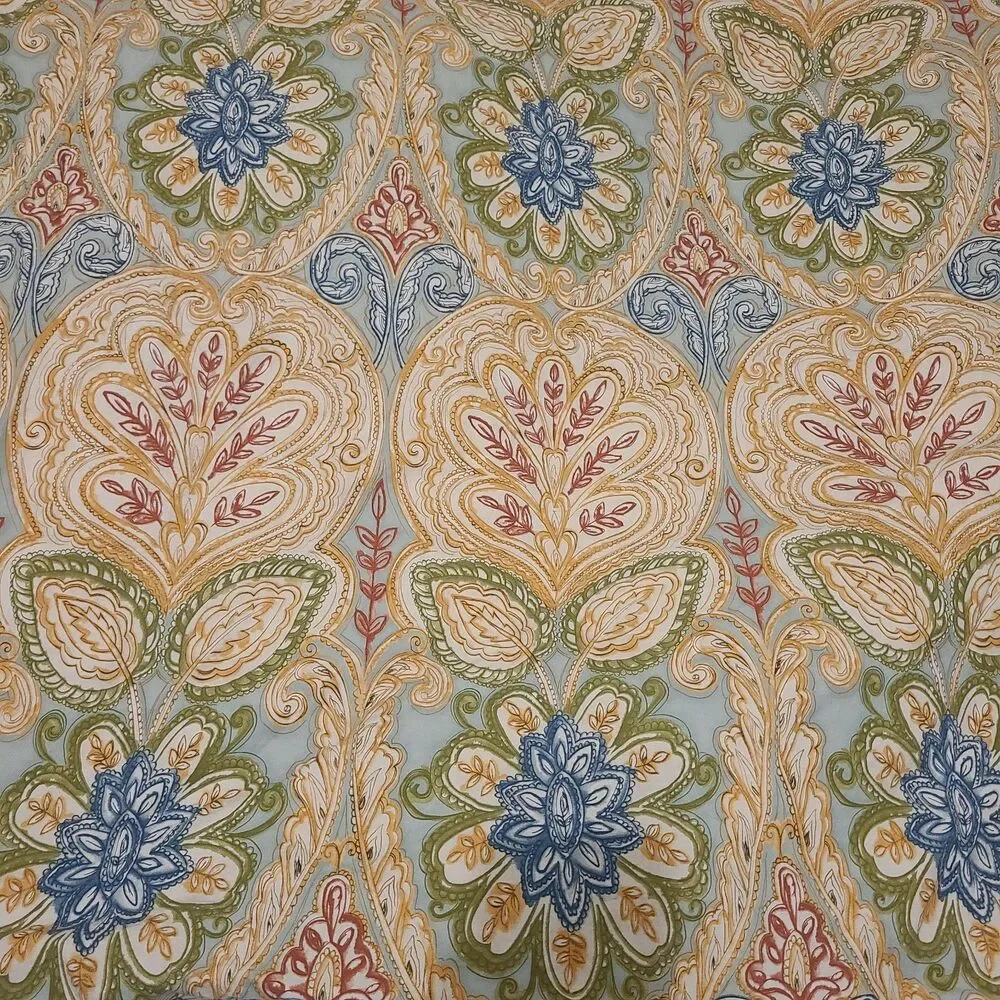 Pottery Barn QUEEN Duvet Cover+ 2 Pillowcases Gold Blue Merlot Paisley Catrina